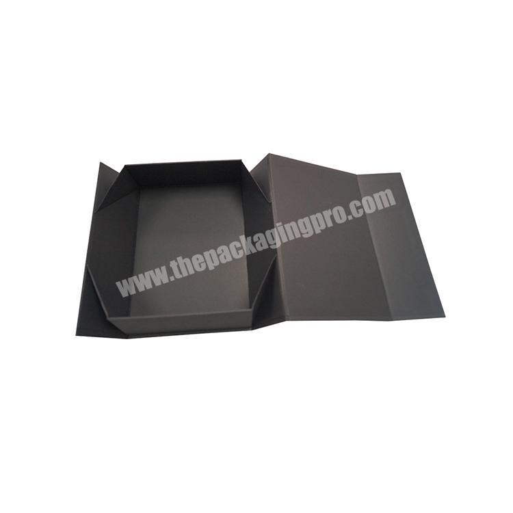 Wholesale A4 size rigid presentation memory folding wedding black gift box with custom LOGO