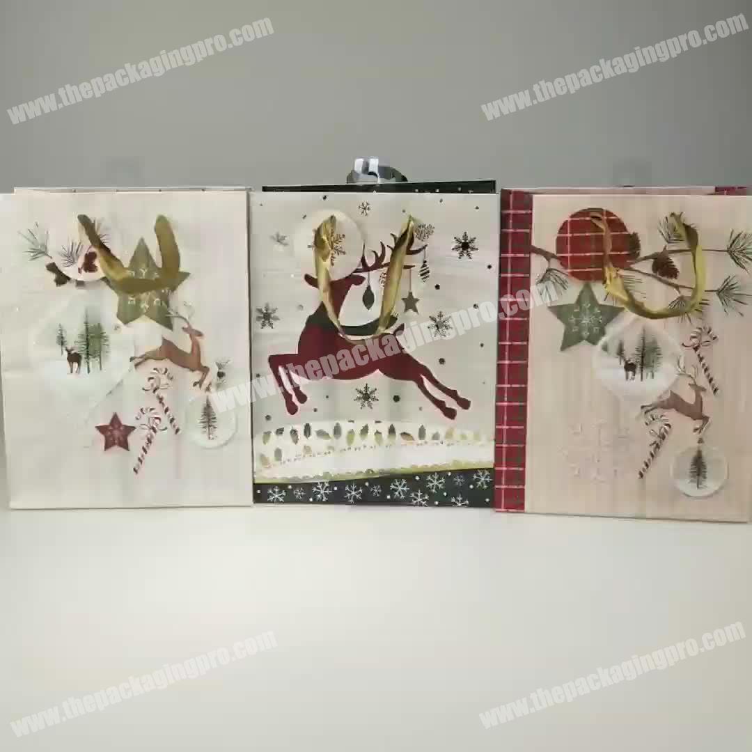 Wholesale Art Paper Glitter Christmas Paper Bag for Gift