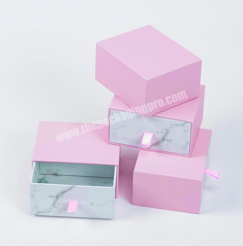 Wholesale Best Selling Custom Paper Gift Packaging Pink Stone Marble Printed Drawer Flower Gift Box