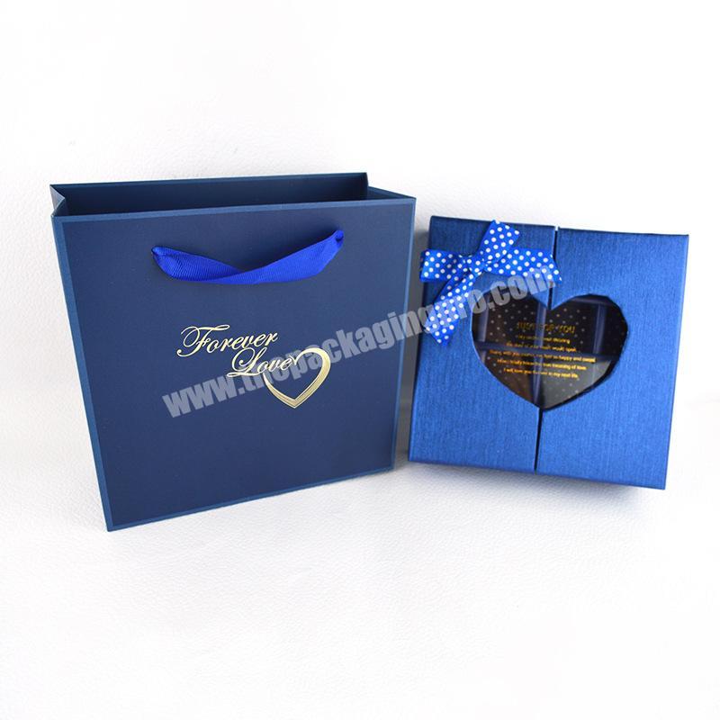 Wholesale Birthday Gift Box Handbag Set Gold Foil Logo Printed Shopping Paper Bag With Polyester Satin Ribbon