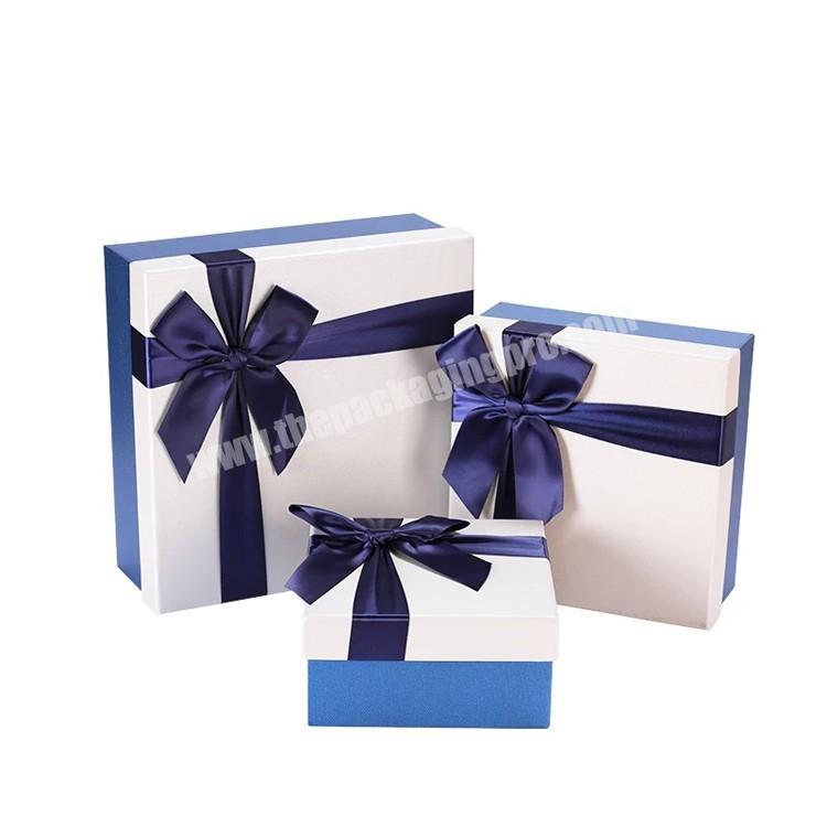 Wholesale Birthday Gift Packaging Rectangle Lid and Base Box with Ribbon