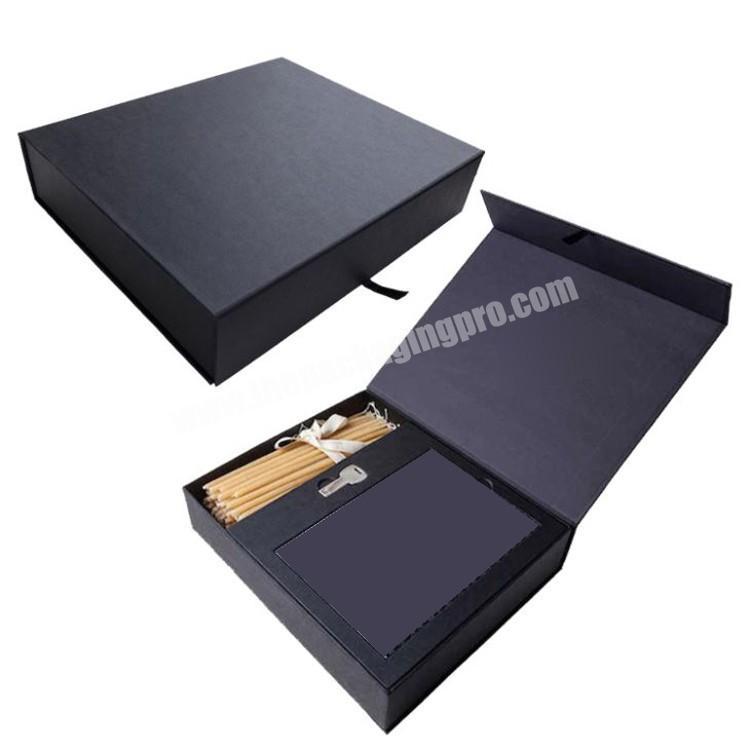 Wholesale Black Folding Cardboard Magnetic Gift Boxes with Dividers