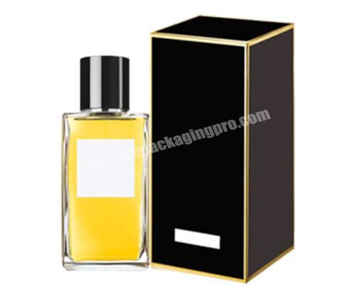 Wholesale black folding paper cosmetic box custom glass bottle perfume box luxury packaging