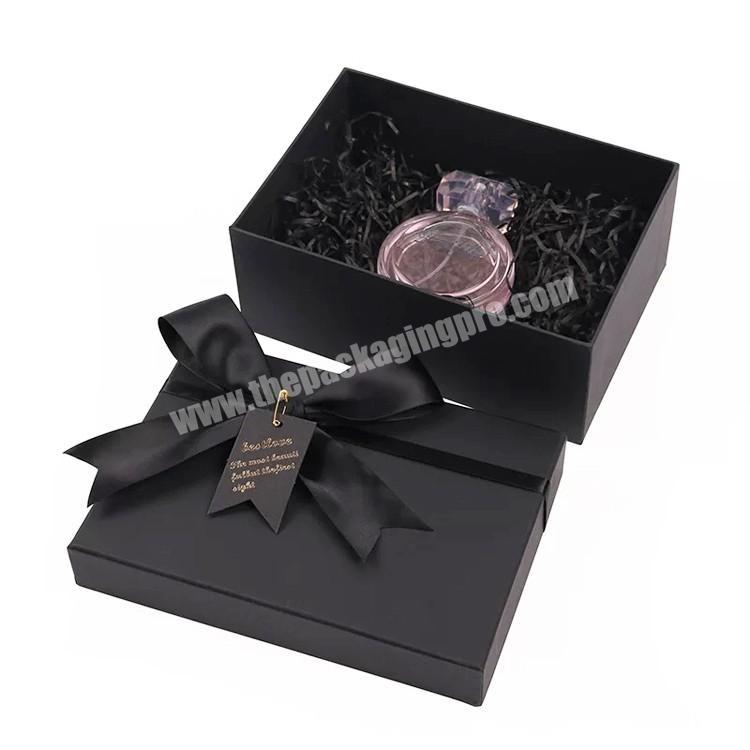 Wholesale Black Gift Perfume Paper Lid And Base Box with a Bowknot