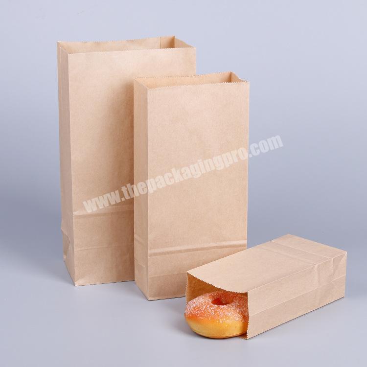 Wholesale bread kraft bag make paper bread bag with square bottom for bakery packaging