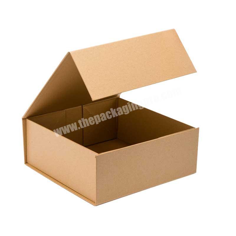 Wholesale brown natural kraft material cardboard paper magnetic hamper packaging gift box