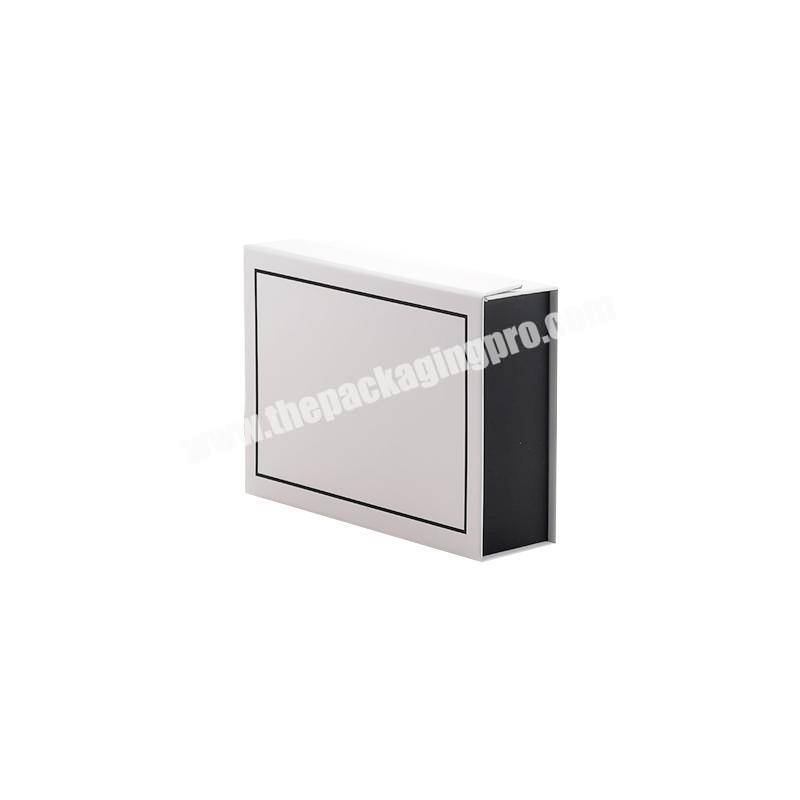 Wholesale bulk small white magnetic folding gift boxes with black border