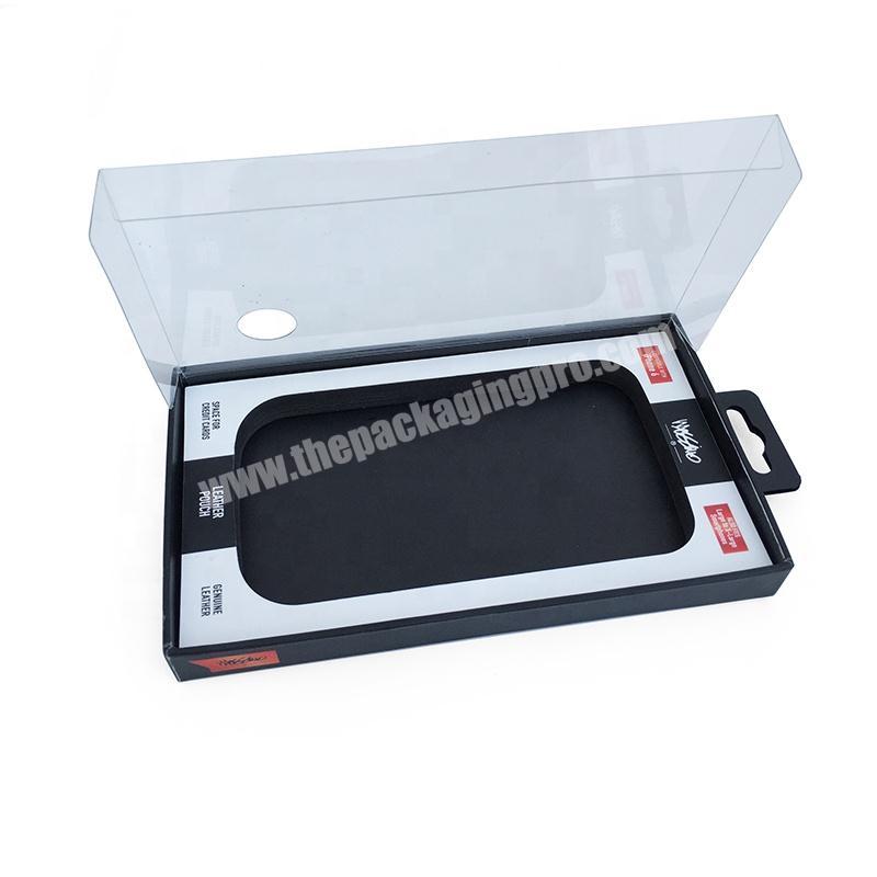 Wholesale Cardboard Paper Packaging Rectangle Phone Case packaging Gift Box with PVC cover