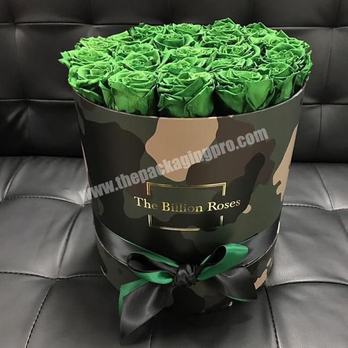 Wholesale Cardboard Round Flower Arranging Banquet Box Hot Sale Cylinder Tassel Preserved Flower Box Set With Handle 2019
