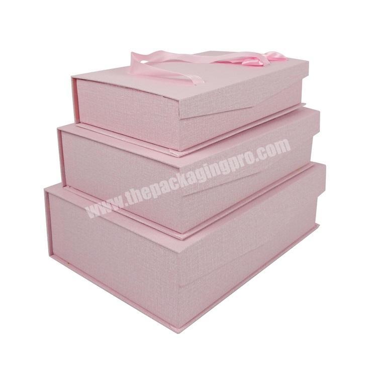 Wholesale cheap custom rigid folding box ribbon closures and window lid