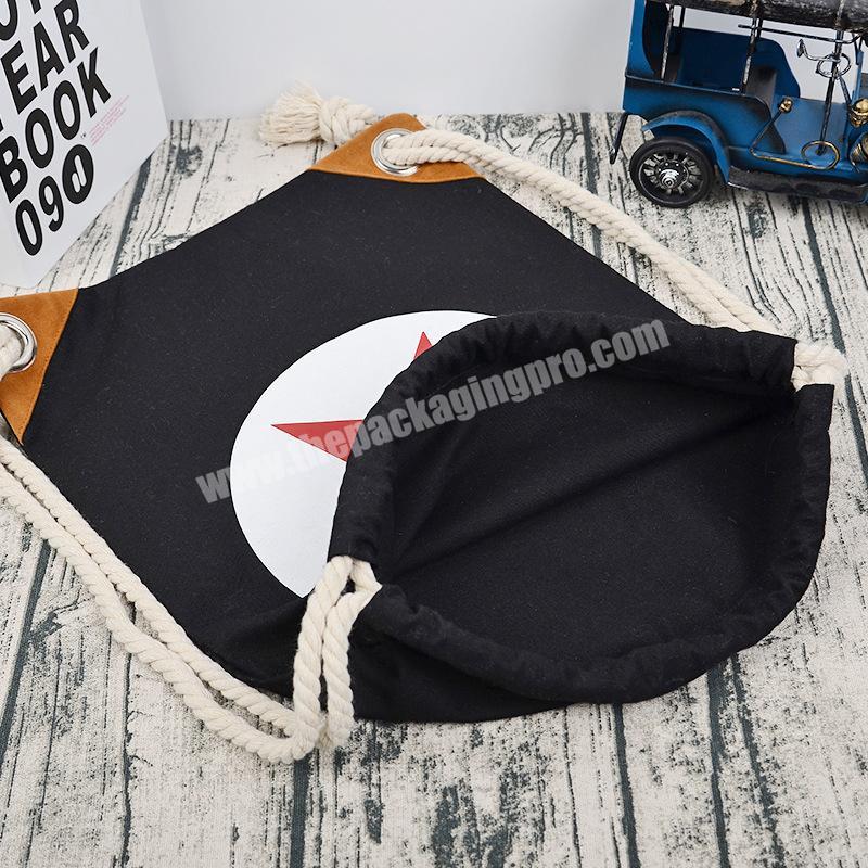 Manufacturer Wholesale cheap gift backpack black cotton drawstring bag