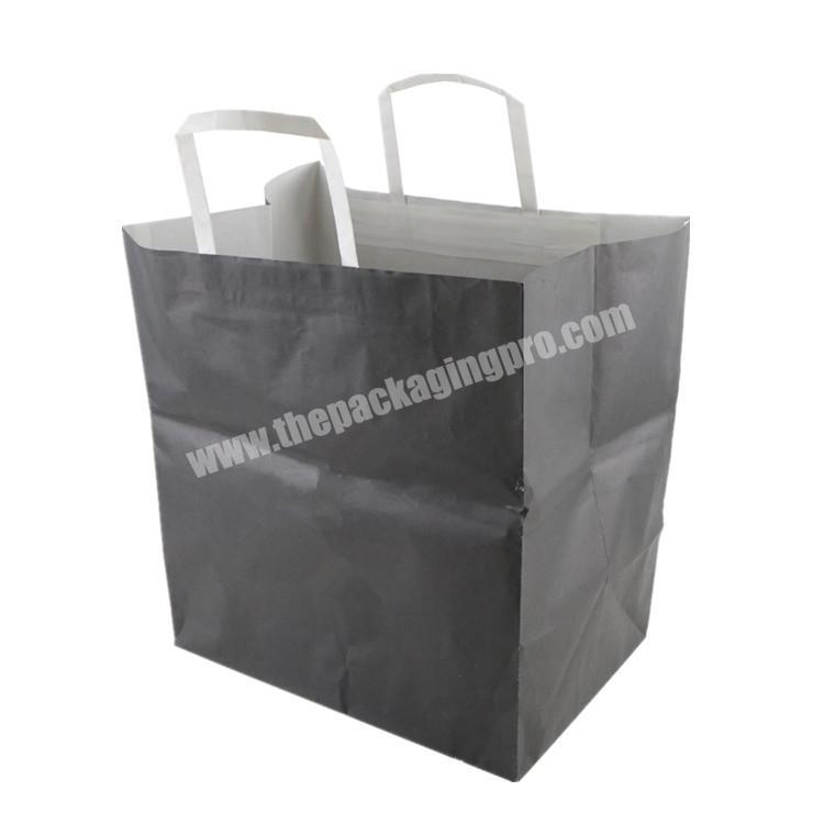 Wholesale Cheap Price  Full Color Printed Fancy matte black custom kraft Paper gift Bags with flat handle