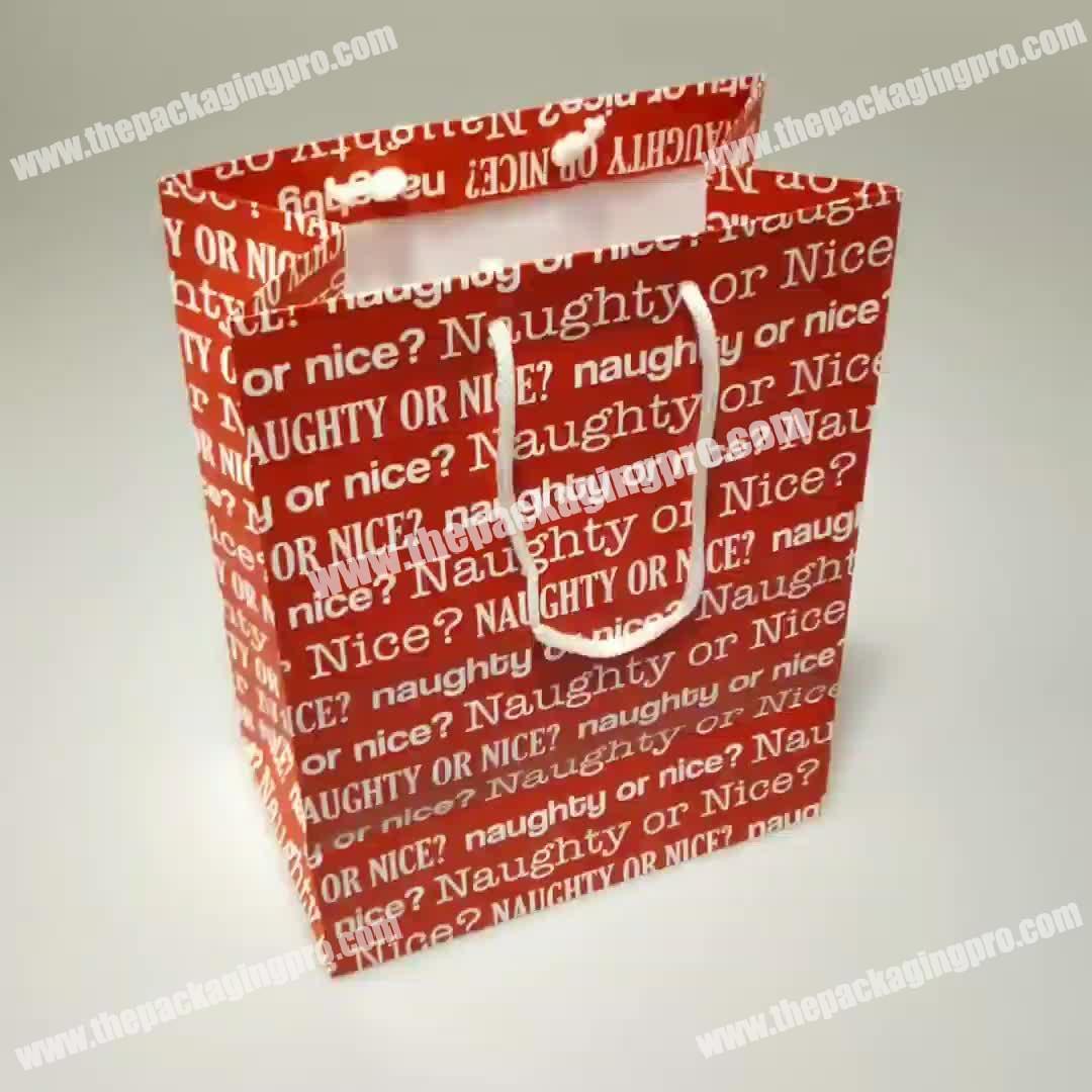 Wholesale China Manufacturer Printed Red Holiday Gift Packaging Christmas Gift Bags with Handle