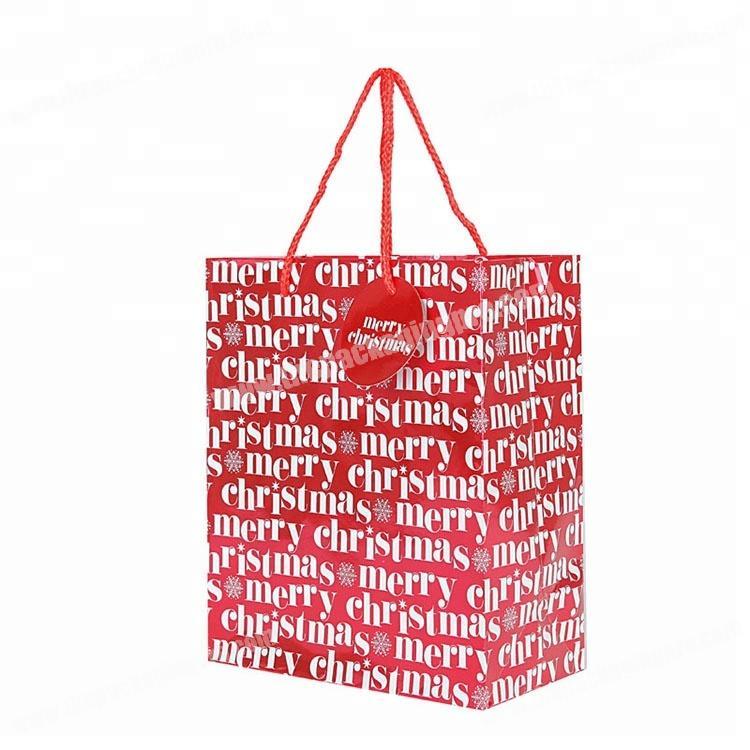wholesale Christmas foil gift paper bags with PP handle