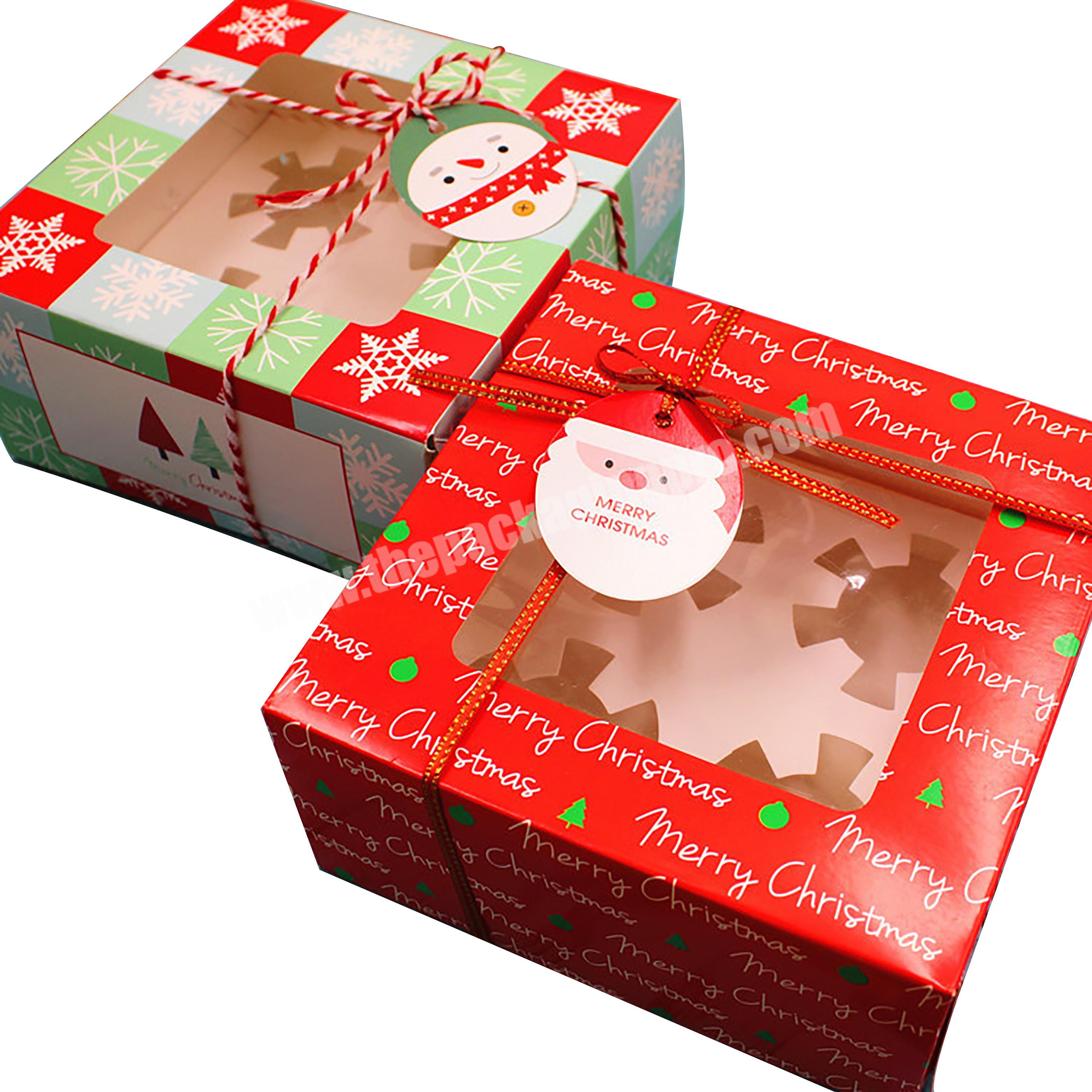 Wholesale Christmas puffin Package Cupcake give Box Clear Window Mini Cake White Card Box
