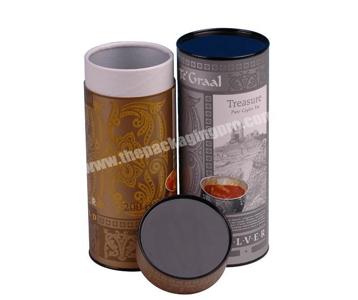 Wholesale Composite Treasure Pure Ceylon Tea Packaging Paper Round Canister with Tin Top