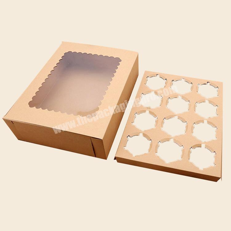 Wholesale Custom 12 Hole Kraft Box And Inserts Transparent Single Paper Boxes Cupcake