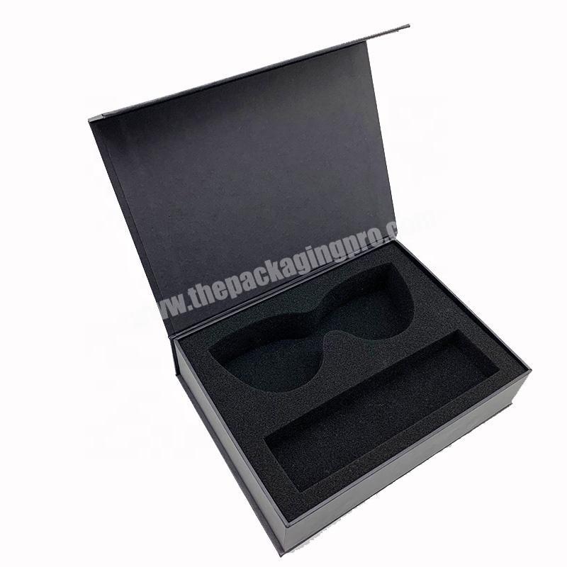 Wholesale Custom Black Cardboard Book Shape Magnetic Packaging Paper Box For Glasses Case