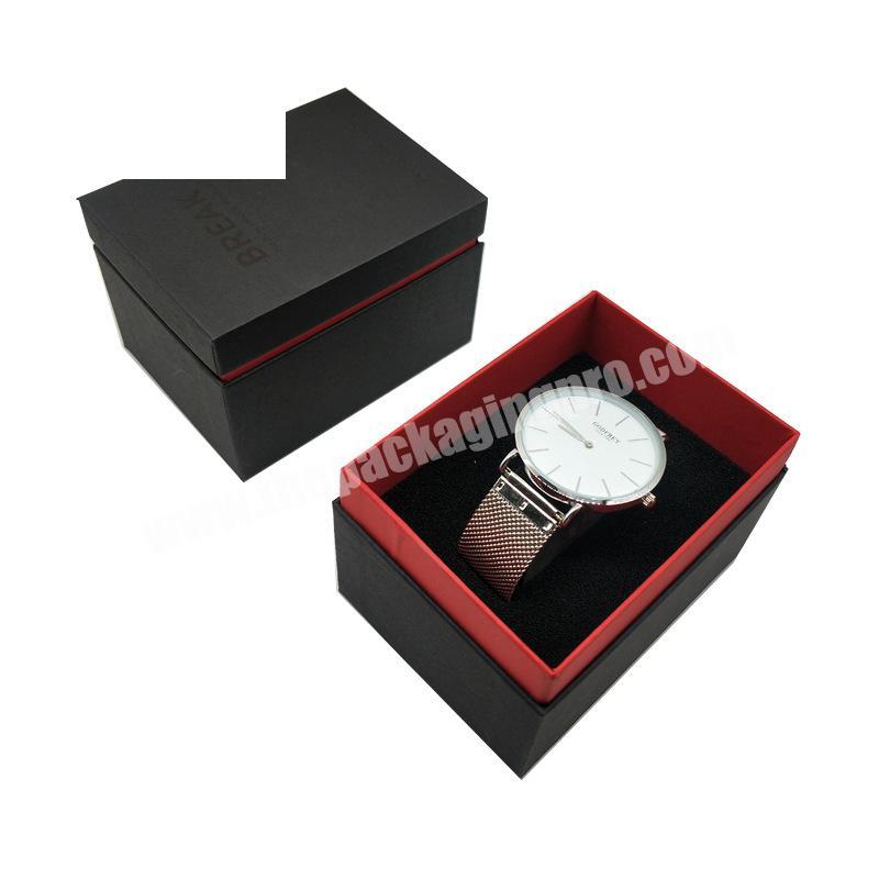Wholesale custom black square watch gift packaging box manufacturers direct sales men's business watch box
