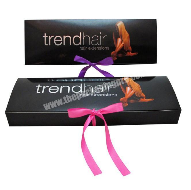 wholesale  Custom bundle weave wig box  hair extension packaging with ribbon
