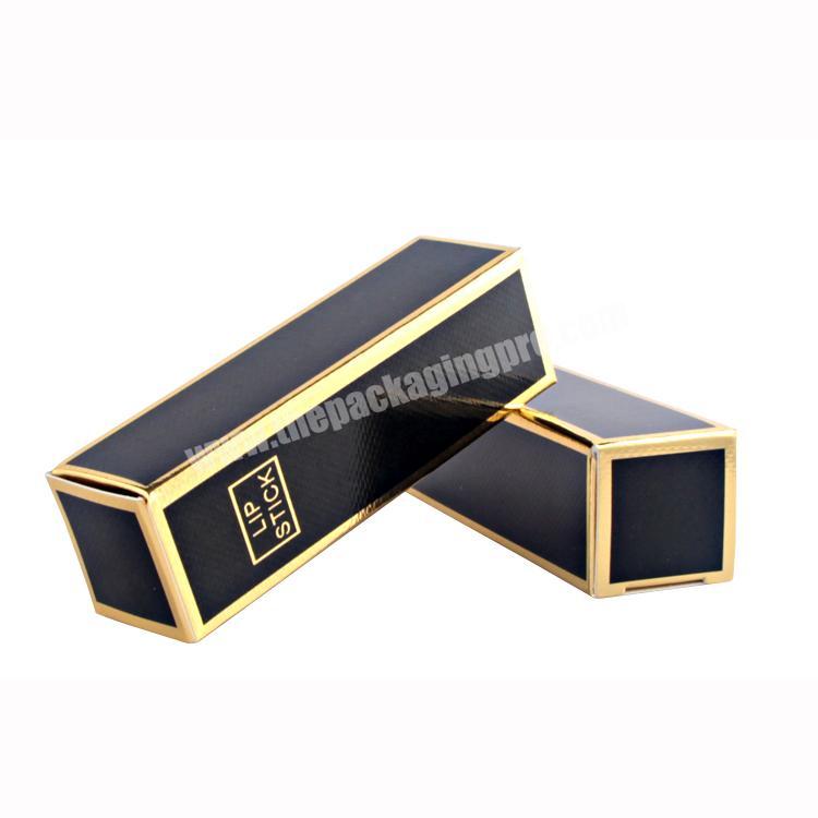 Wholesale custom cosmetic rose gold premium black rectangular lipstick lipgloss boxes packaging