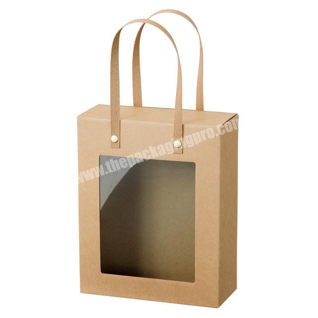 Wholesale Custom Design Luxury Empty Rigid Cardboard Portable Kraft Paper Handmade Packing Box with Transparent PVC window
