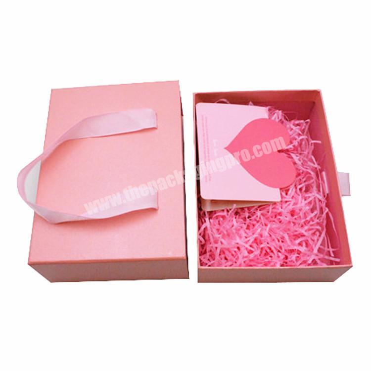 Wholesale Custom Eco-friendly Luxury Watch packaging cardboard drawer box with ribbon for jewellery bracelet skincare makeup