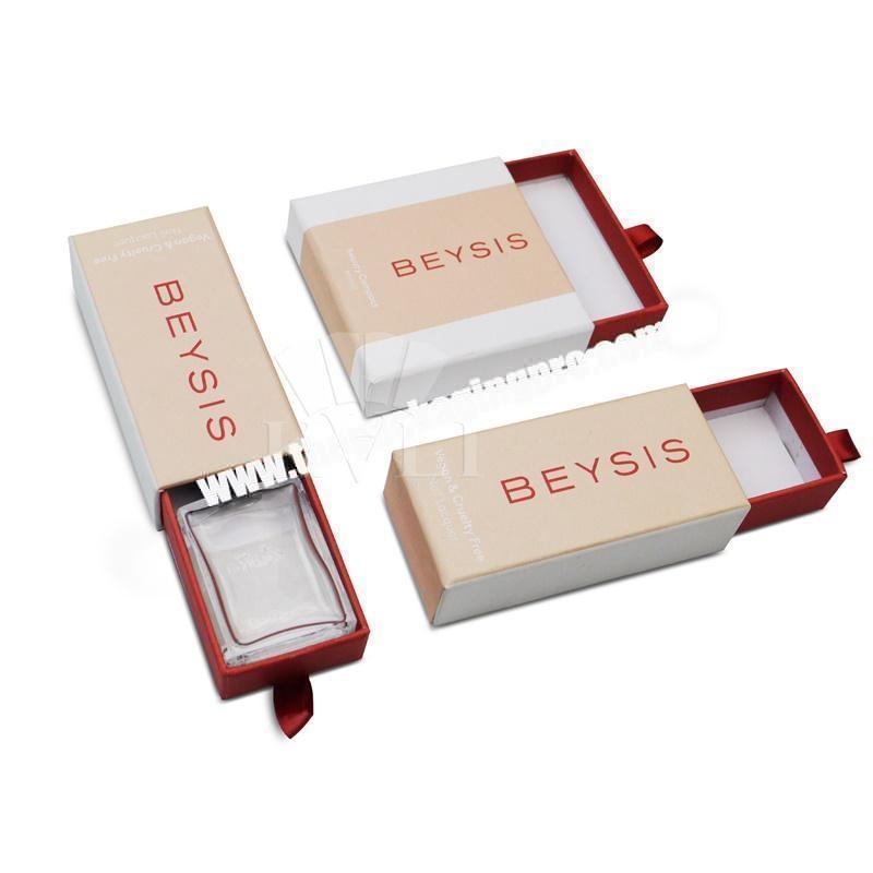 Wholesale custom empty slide paper show case with ribbon handle best for eyelash