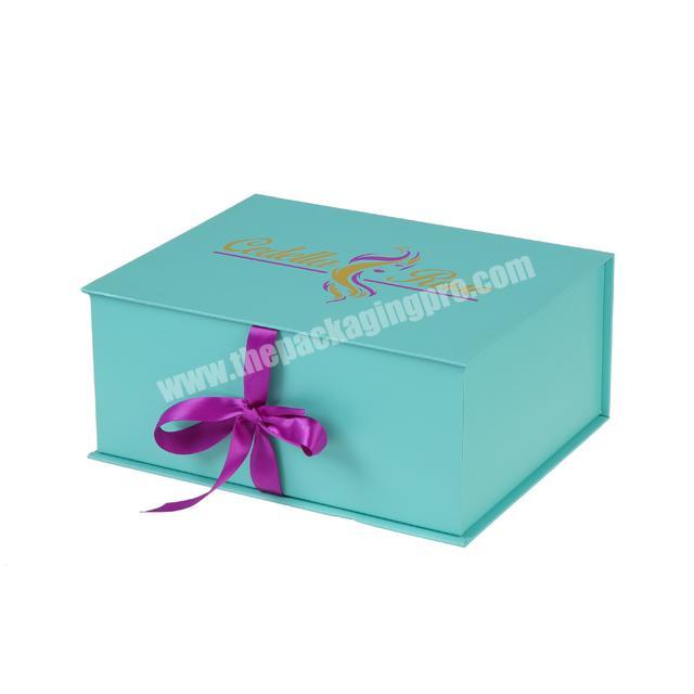 wholesale custom extension packaging hair boxes for bundles with ribbon