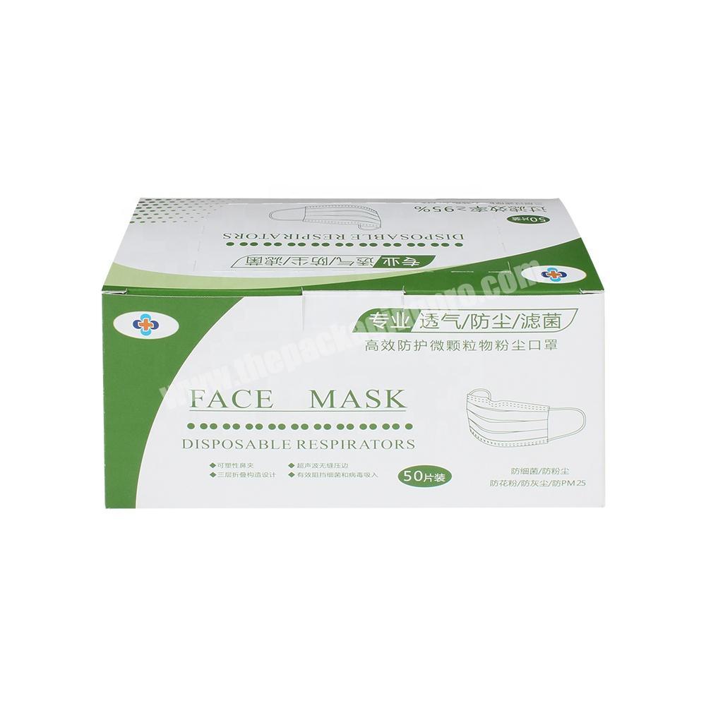 Wholesale Custom Free Design Green Face Mask Disposable Box for Mask