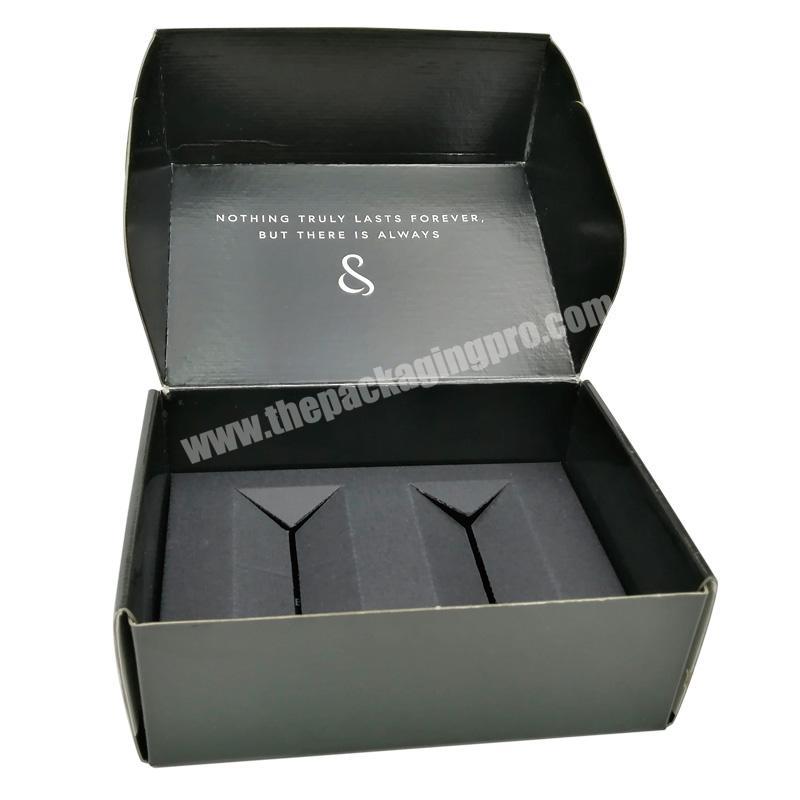 Wholesale Custom Glossy Black Corrugated Shipping Box Packaging With Insert