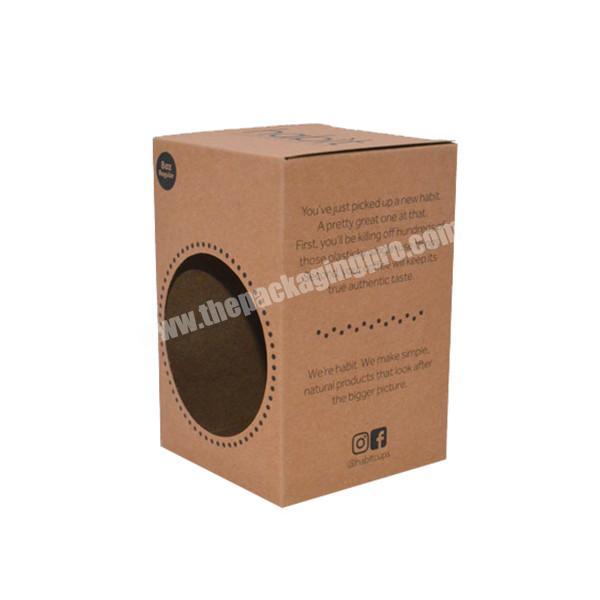 Wholesale custom kraft paper packaging coffee cup box cosmetic paper box with clear window
