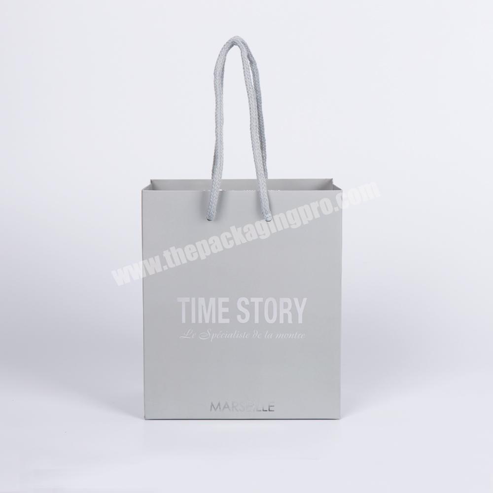 Wholesale custom logo 100% recycle christmas gift luxury paper shopping bag gift with cotton handle