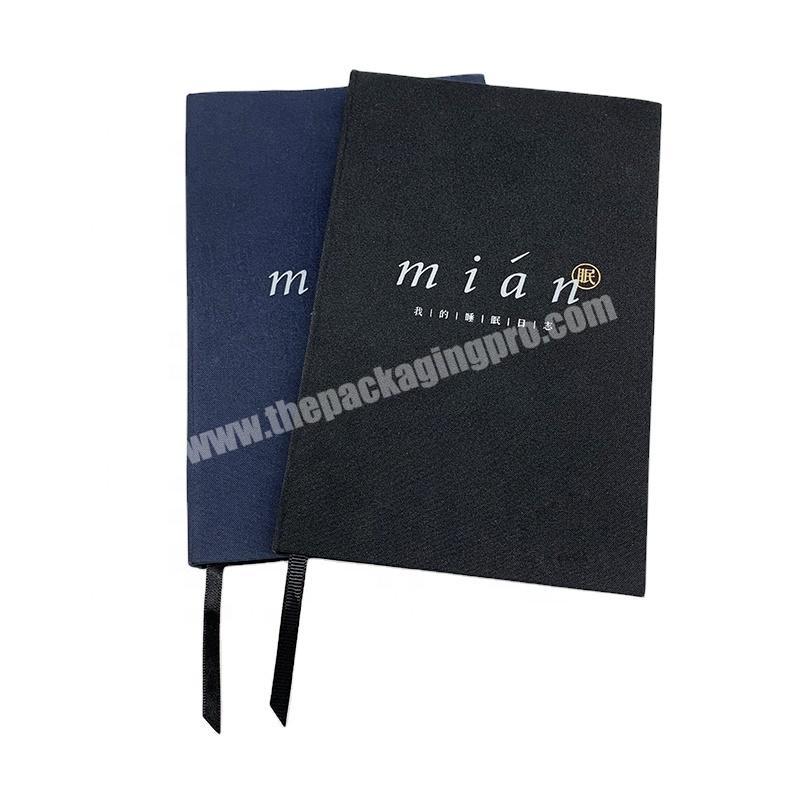 Wholesale custom logo A4 A5 paper notebook with fabric cover & ribbon
