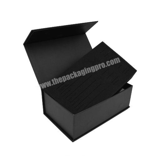 Wholesale Custom Logo Black Cardboard Gift Box Shoes Clothes Wig Packaging Boxes With Sponge Insert