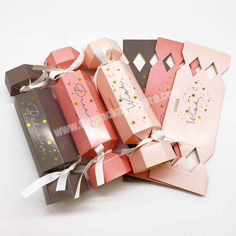 Wholesale custom logo candy shape small paper folding cardboard packaging box