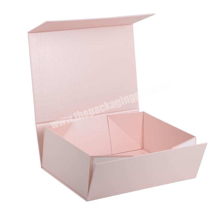 Wholesale custom logo cardboard pink gift paper packaging flat folding collapsible magnetic boxes