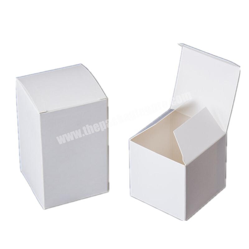 Wholesale  Custom Logo Design Size Printed Square Foldable White Cardboard Paper Gift Cup Packing Box