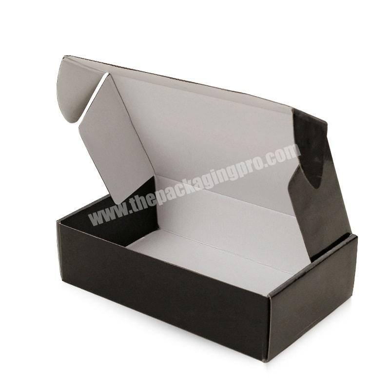 Wholesale custom logo folding small black clothes  corrugated shipping packaging box
