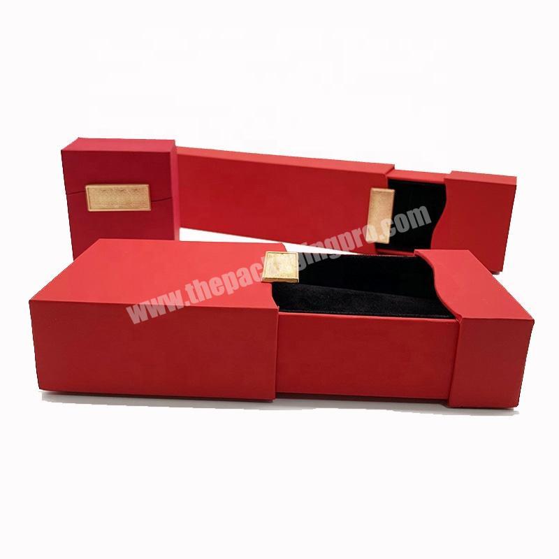 Wholesale custom logo luxury soft touch drawer jewelry set packaging gift box with foam insert