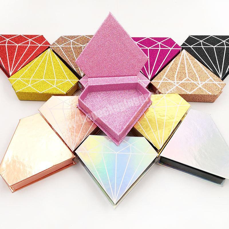 Wholesale custom logo magnet packaging box mink lash eyelashes gold packaging diamond shaped box