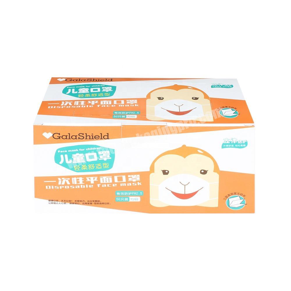 Wholesale Custom Logo Orange Disposable Face Mask Paper Box