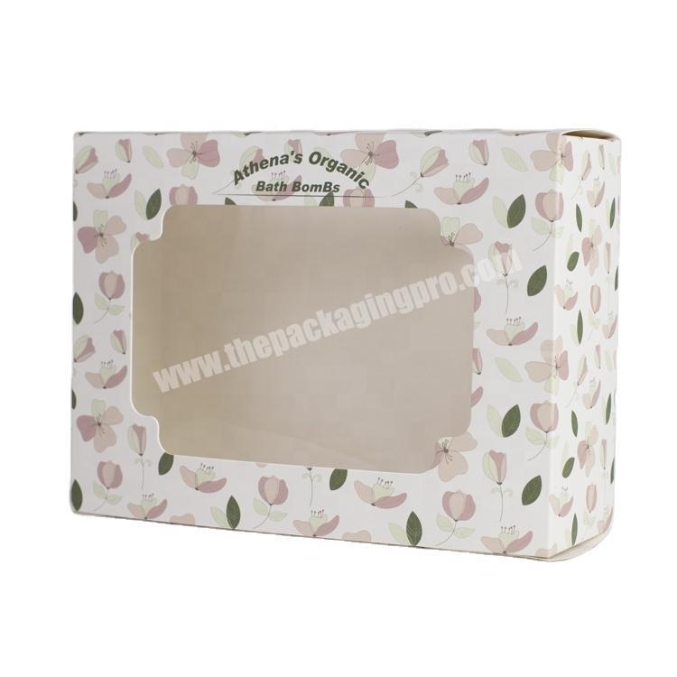 Wholesale custom logo printed decorations design gift packaging paper box with PVC window