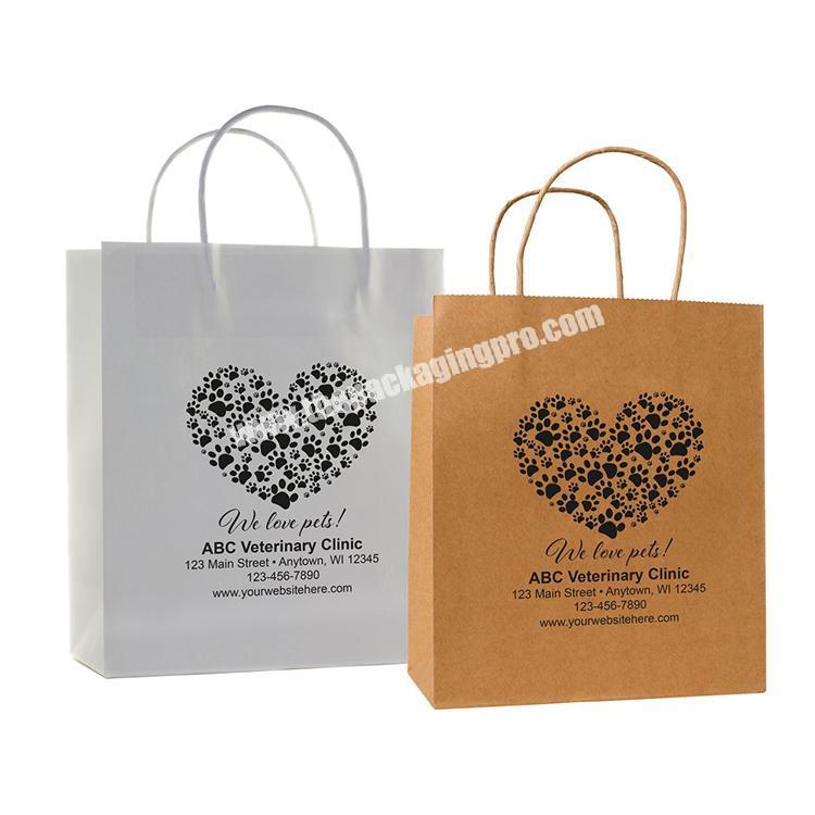 Wholesale custom logo printed grocery packaging craft brown paper kraft bag for gift