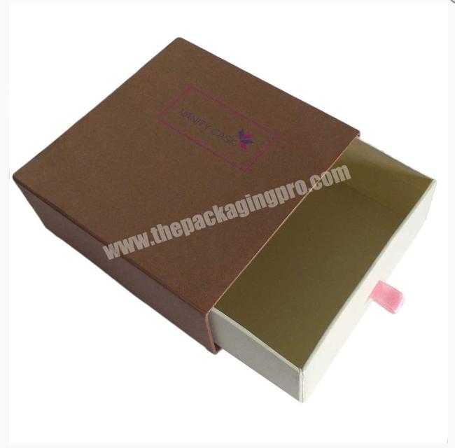 Wholesale Custom Logo Printed Perfume Cosmetics Gold Foil Luxury Hot Stamping Rigid Drawer Sliding Gift Packaging Box