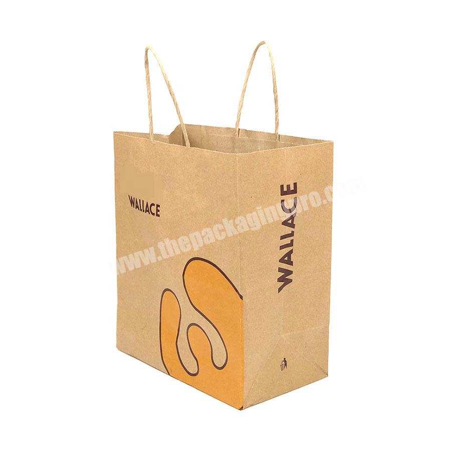 Wholesale Custom Logo Takeaway Food Packaging Brown Kraft Paper Bag