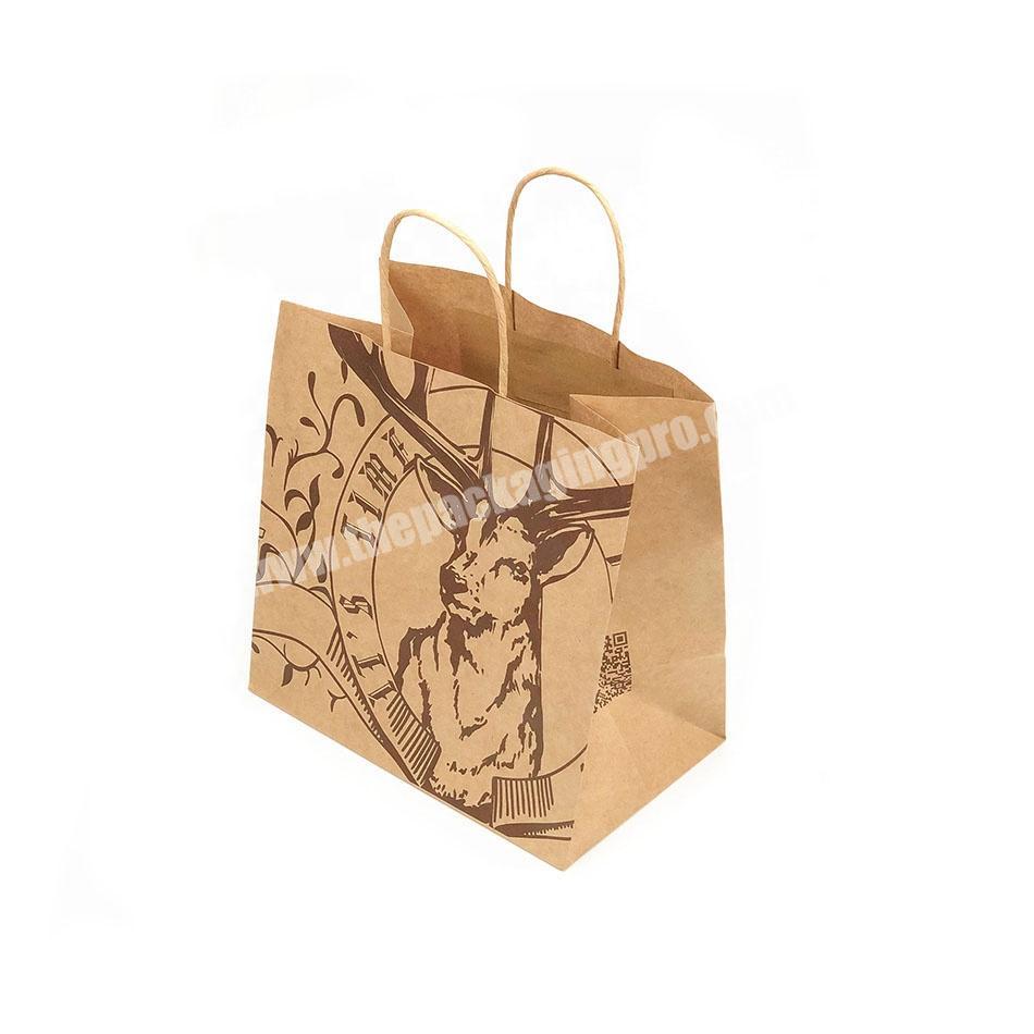 Wholesale Custom Logo Takeway Packaging Brown Kraft Paper Bag