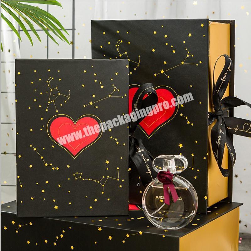 Wholesale custom luxury book shape type hard rigid paper magnet gift box with folding magnet closure