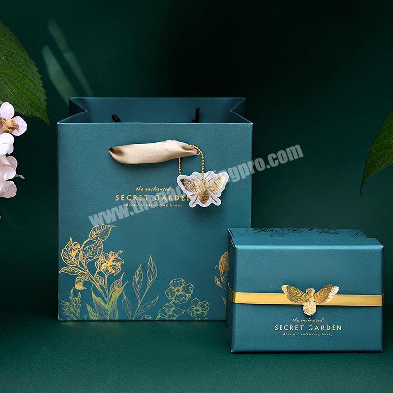 Wholesale custom luxury cosmetics perfume secret garden hotstamping gift box with bags set