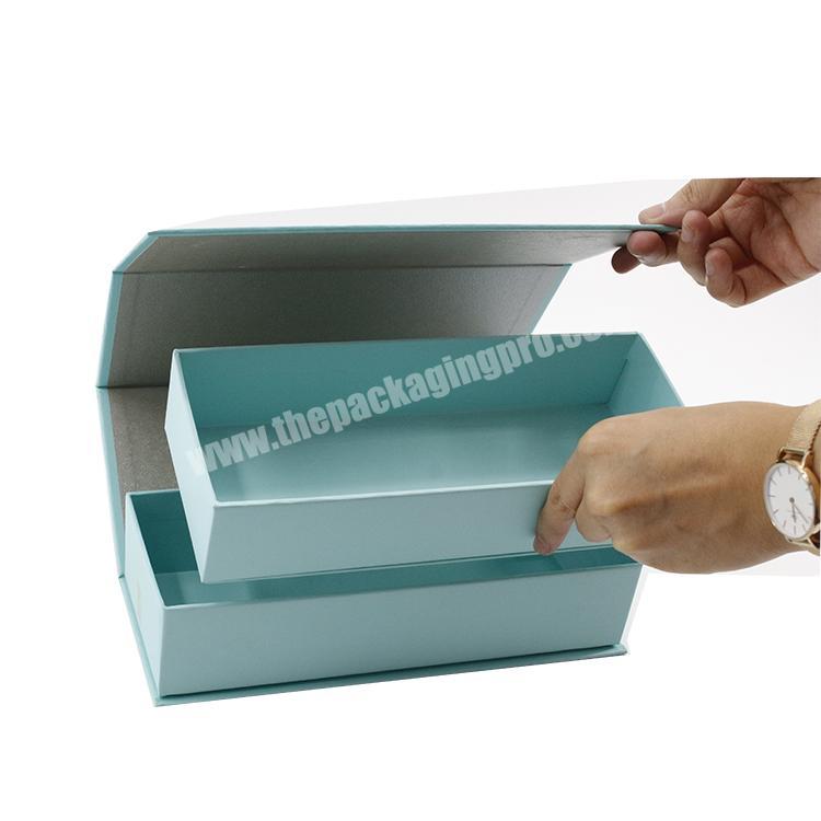 Wholesale custom luxury gift packaging box 2 layer square flip top magnetic packaging box